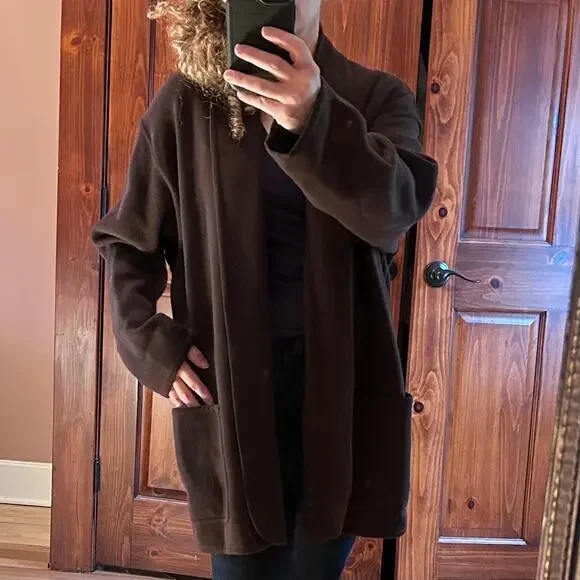 Escada sweater Medium minimalist cardigan brown Shawl‎ Scascata quiet luxury